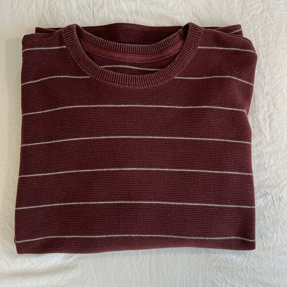 Eddie Bauer Henley men 2XL‎ Y2K Cotton stripe waffle knit Collegiate 1990 Preppy - Picture 1 of 15
